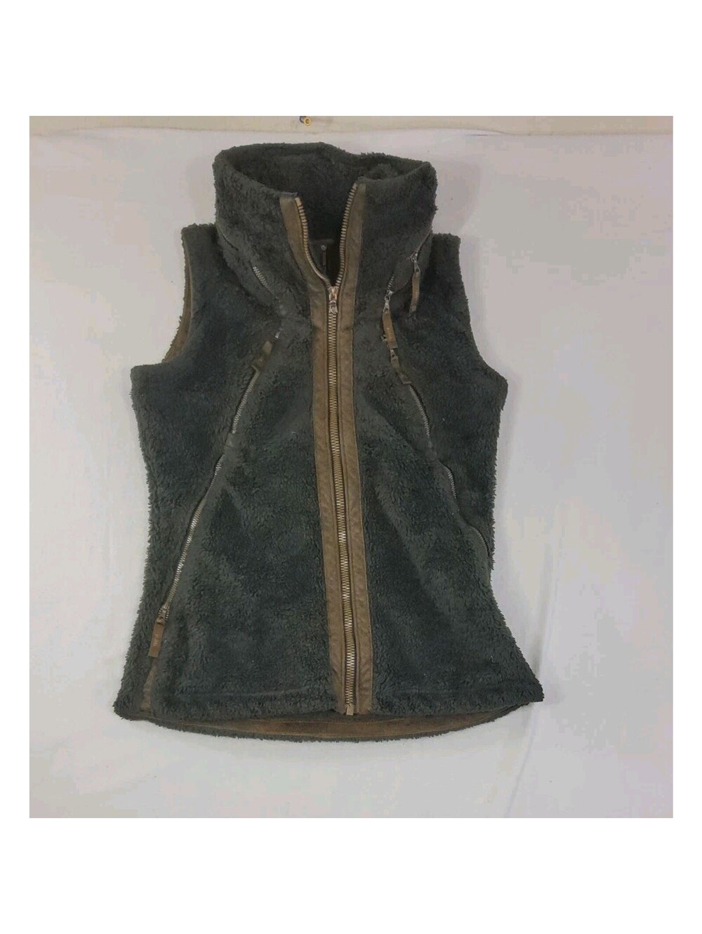 Kuhl Flight Vest Packable Hood Full Zip Sherpa Outdoor Women's Small Gray